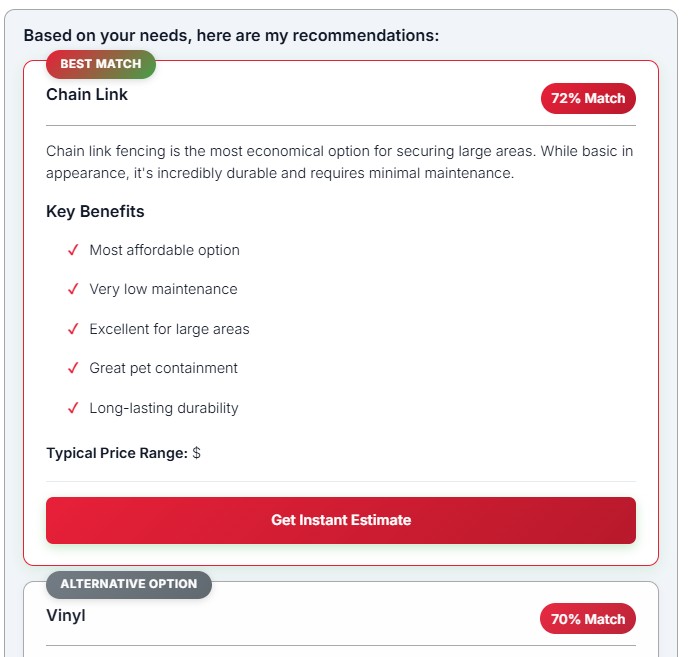 SmartFence Fence Advisor and chatbot guiding customers to the right fence